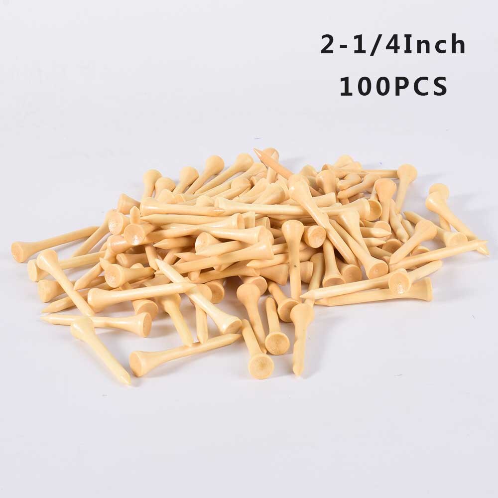 100Pcs Hard Wood Golf Tees for Golf Swing Practice Accessories Unbreakable Wooden Tee Golf Ball Training 42 54 70 83 mm White: 54 mm 100Pcs Natural