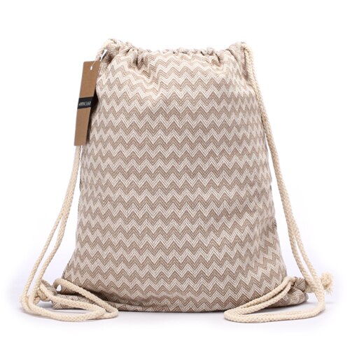 Women Backpack Bohemian Style Shoulder Bag Vintage Rucksack Gypsy Chic Hobo Bag Hippie Aztec Tribal Bag Drawstring Backpacks: Beige