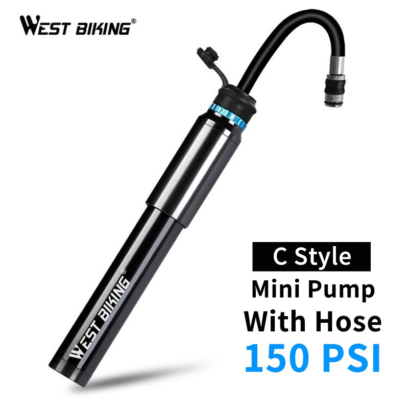 WEST BIKING 160 PSI Portable Mini Bicycle Pump MTB Mountain Bike Pump High Pressure Cycling Hand Air Pump Ball Tire Inflator
