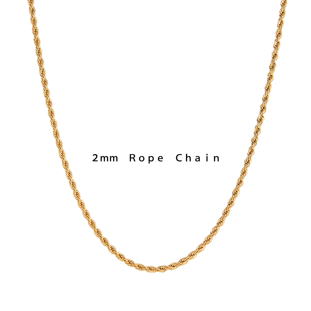 Minimalistische Basic Gouden Kleur Gedraaide Touw Ketting Choker Kettingen Voor Vrouwen Street Style Roestvrij Stalen Sieraden Gouden Ketting: 50cm / Licht Geel Goud Kleur