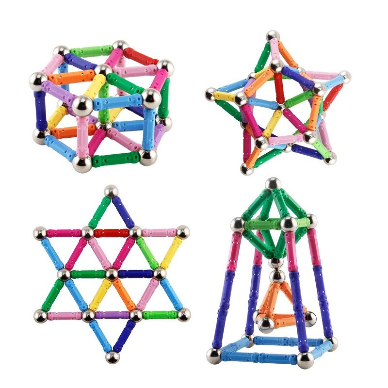 100 magnetiske pinde og 30 metalperler gør-det-selv bygge- og konstruktionslegetøj magnetisk stablingslegetøj pædagogisk legetøj til børn