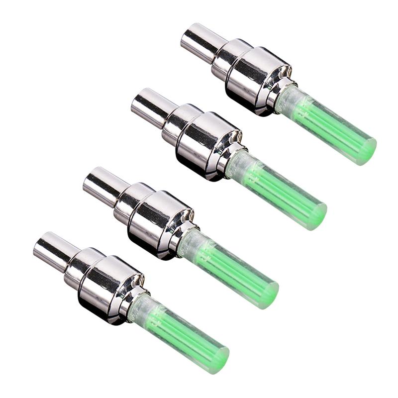5Pcs Fiets Ventiel Licht Bike Valve Lamp Zeven Kleuren Tire Caps Led Lampen Flash Wiel Licht Voor Auto &#39;S fietsen Motoren: 4pcs Green