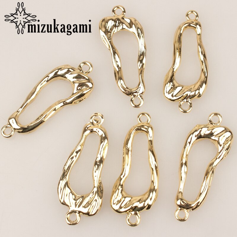 39*15MM 4pcs/lot Zinc Alloy Gold Geometry Hollow Charms Linker Connectors For DIY Earrings Jewelry Accessories