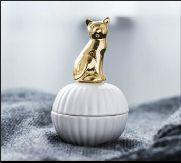 Porte-bijoux en or 3d chat ours | En porcelaine, porte-bijoux, bague, bijoux en céramique, plateau de décoration pour la maison, bol pot pour la naissance du mariage de noël: cat