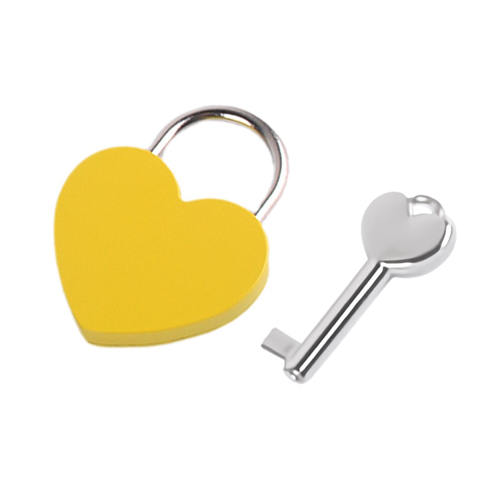 Antieke Stijl Hartvorm Hangslot Vintage Lock Roze Romantische Mooie Dagboek Hangsloten Sleutel Slot Met Sleutel: Yellow