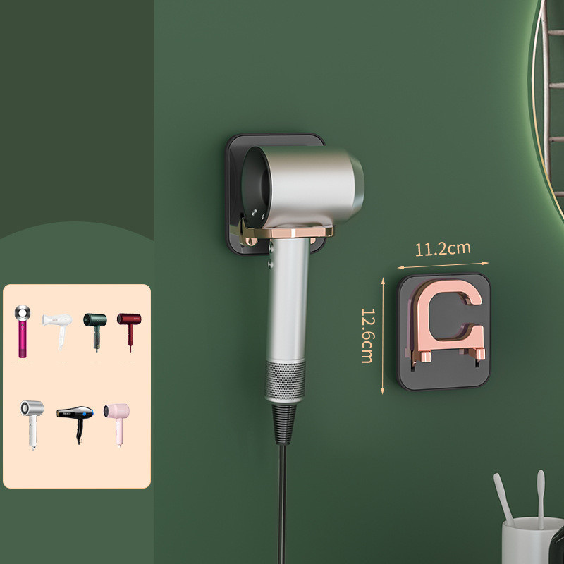 Bathroom Hair Dryer Rack Luxury Wall-mounted Hair Dryer Storage Holder Foldable Multi-function Bathroom Accessories Home Decor: D