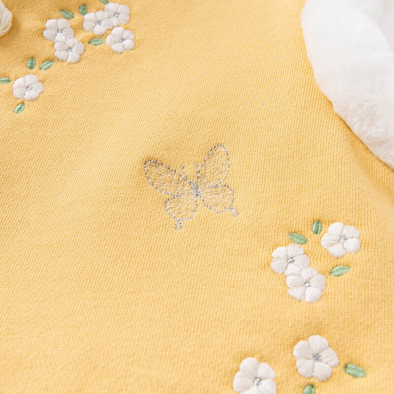 DBJ15558 Dave Bella Winter Kids Meisjes Chinese Stijl Bloemen Borduren Gewatteerde Jas Kinderen Mode Mouwloze Vest