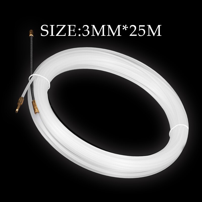 Witte Gids Apparaat Nylon Elektrische Kabel Push Trekkers Duct Slang Rodder Vis Tape 3Mm 5 Tot 40 Meter Elektrische draad Threader: 25M