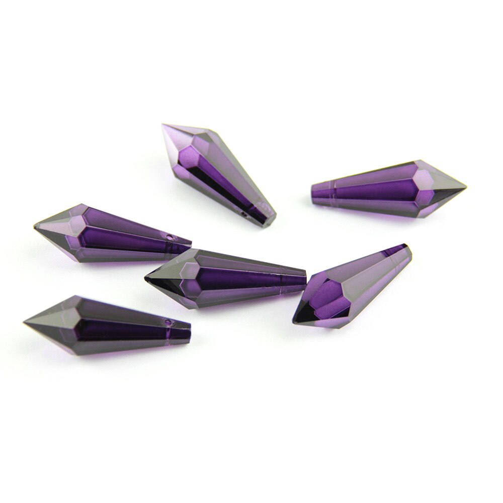Attrape-soleil prisme en cristal violet foncé, 38mm/63mm/76mm, pour lustre en verre, pendentif en forme de goutte en U pour mariage