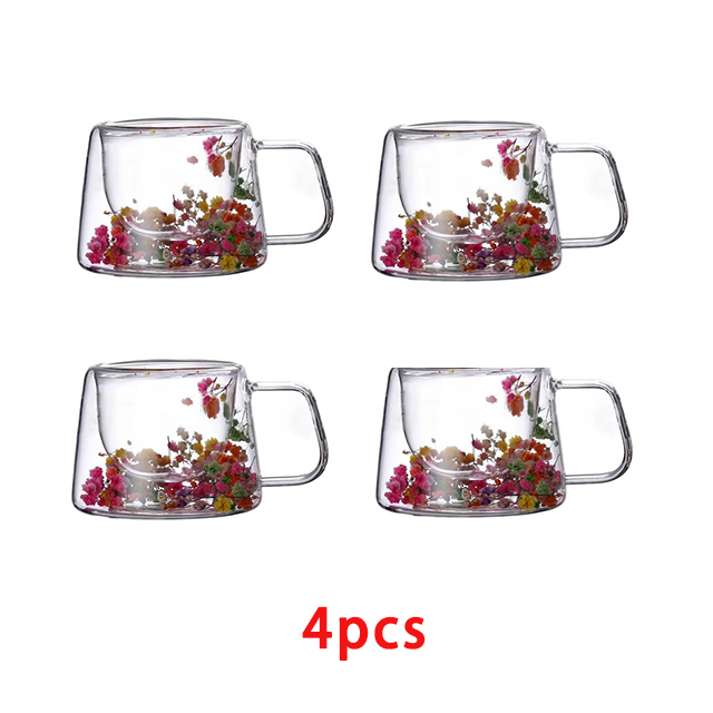 YWDL 1/2/4pcs Double Wall Coffee Mug Heat-resistant Espresso Cup Clear Glass Cup For Cappuccino Tea Water Drinkware: Chocolate