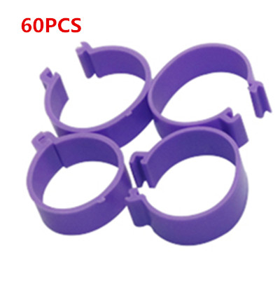 60 PCS Chicken Duck Turkey Goose 2.5cm Clip Ring Quail Foot Rings Poultry Carry Supplies 6 Different Colors: Purple