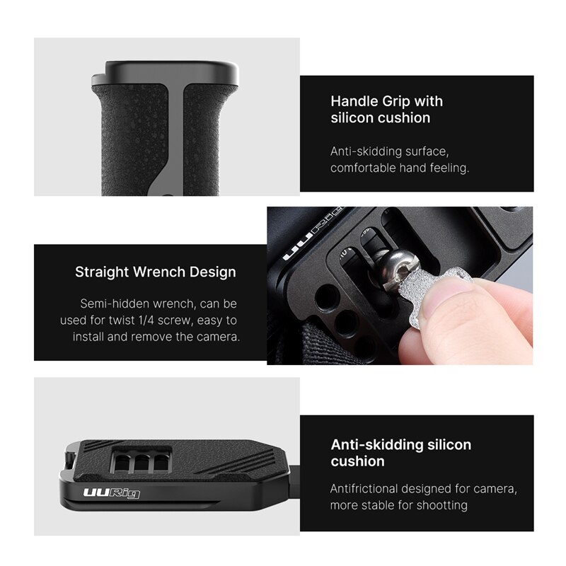 UURig R043 poignée latérale universelle prise de vue verticale L support de plaque avec sabot froid pour Microphone lumière LED