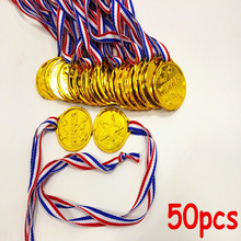 50 Stuks Kids Kinderen Goud Plastic Winnaars Medailles Sport Dag Party Bag Prijs Awards Speelgoed Voor Kinderen Party