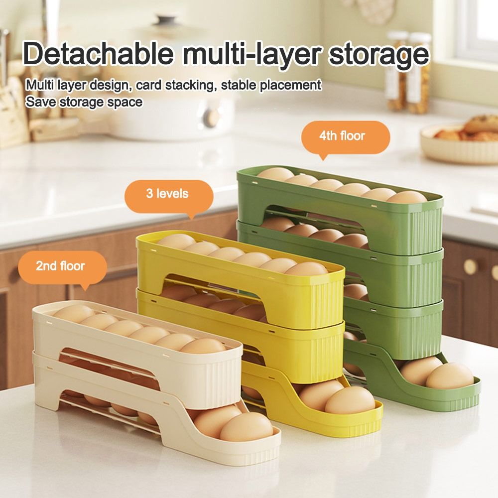 Durable Slide Organizer Automatic Egg Roller Large Capacity Space Saving Egg Roller Rack Egg Dispenser Kitchen