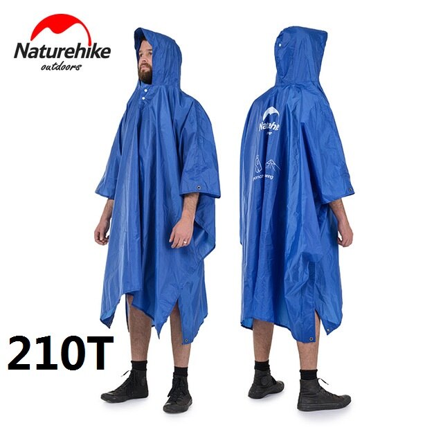 Naturehike-Chaqueta de lluvia 3 en 1 para acampar al aire libre, senderismo, ciclismo, impermeable, Poncho, MINI lona, parasol, tienda, huella, alfombra para campamento: 210T blue