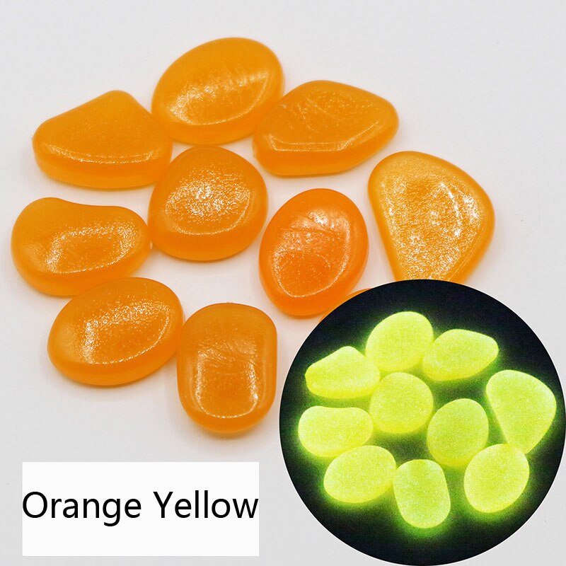 50Pcs Glow In The Dark Tuin Steentjes Glow Stones Rocks Voor Loopbruggen Tuinpad Patio Gazon Yard Decor Lichtgevende stenen Jardin: Orange Yellow