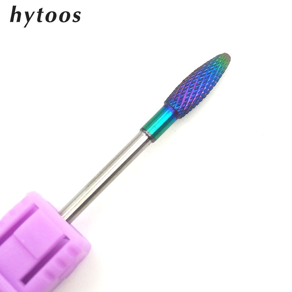 HYTOOS-brocas de carburo de tungsteno con recubrimiento de arco iris, 5 tipos, para manicura, accesorios, fresa: H0413PQ