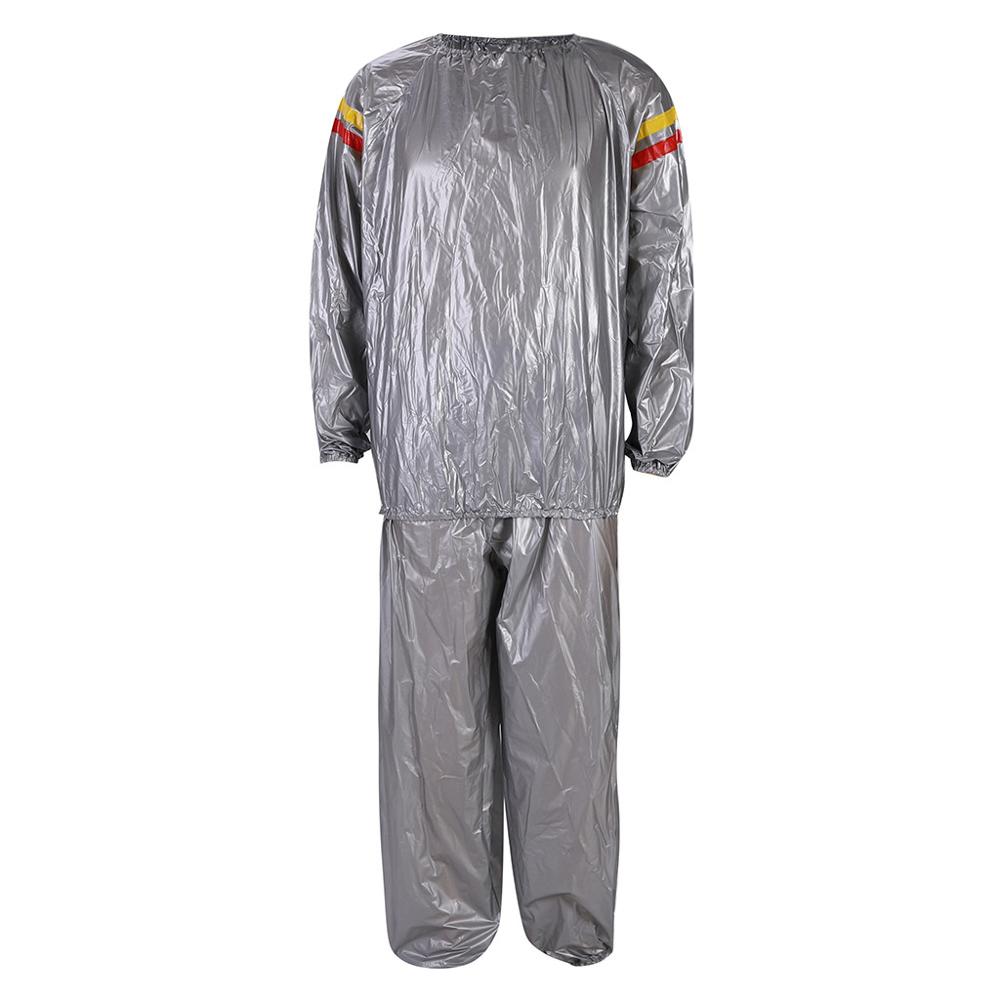 Pvc Fitness hommes vêtements de sport vêtements sport survêtement hauts + pantalons transpiration perte de poids costume transpiration Sauna vêtements minceur costume: Gris / 3XL