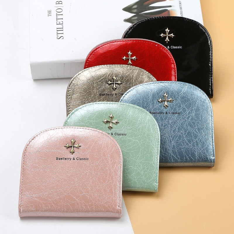 Baellery hasp leren damesportemonnee met korte rits, kleine portemonnee voor dames, slanke portemonnee, eenvoudige kaarthouder, mini-portemonnees voor dames