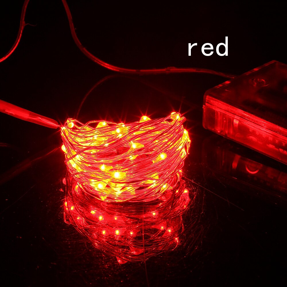 4M 5M 40/50 LED Starry String battery Powered Lights Fairy Micro LED Transparent Copper Wire for Party Christmas Wedding lights: Red / 4M