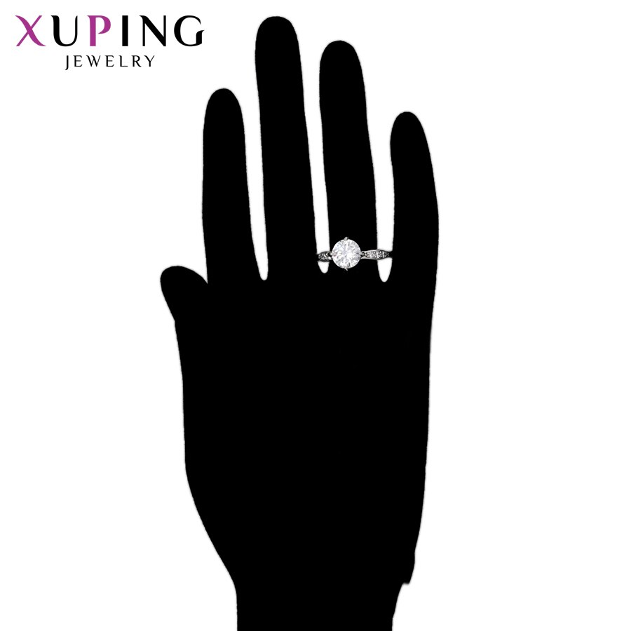 Xuping Jewelry Romantic Unique Round Shining Rhodium Color Plated Ring for Girls Wedding Special 15956