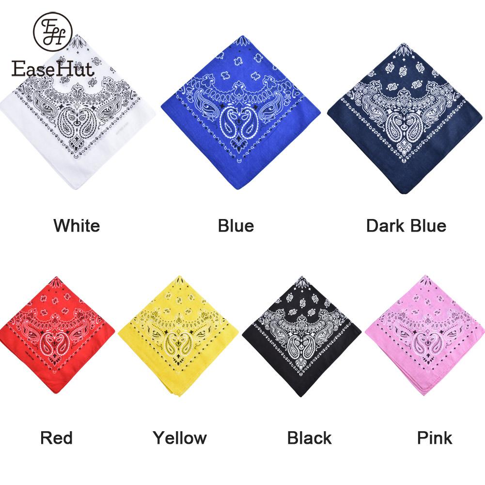 Easehut Vrouwen Mannen Vierkante Sjaal Paisley Print Bandana Haarband Halsdoek Hip Hop Hoofddoek Unisex Hoofddeksels Cool Bandana