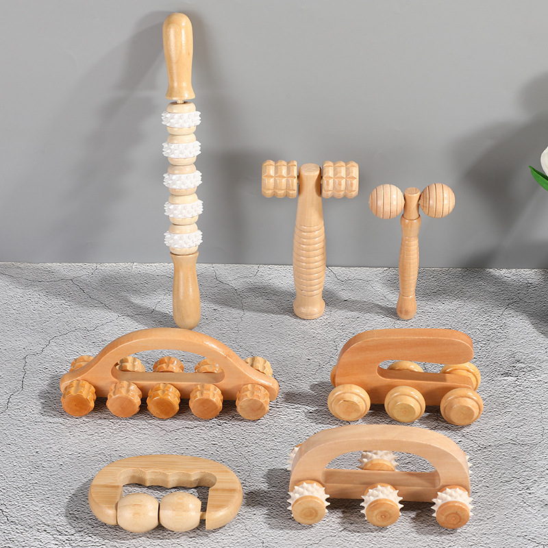 1-teiliges Massageroller-Werkzeug aus Holz, manuelles Massagegerät aus Holz, Rückenmassageroller aus Holz für Nacken, Bein, Rücken, tiefes Gewebe, Muskelmassagegerät