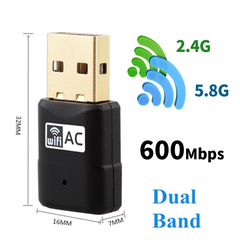 Draadloze Wifi Adapter USB 600 Mbps AC600 2.4 GHz 5 GHz 802.11b/n/g/ac WiFi Antenne PC Mini Computer Netwerkkaart Ontvanger Dual Band
