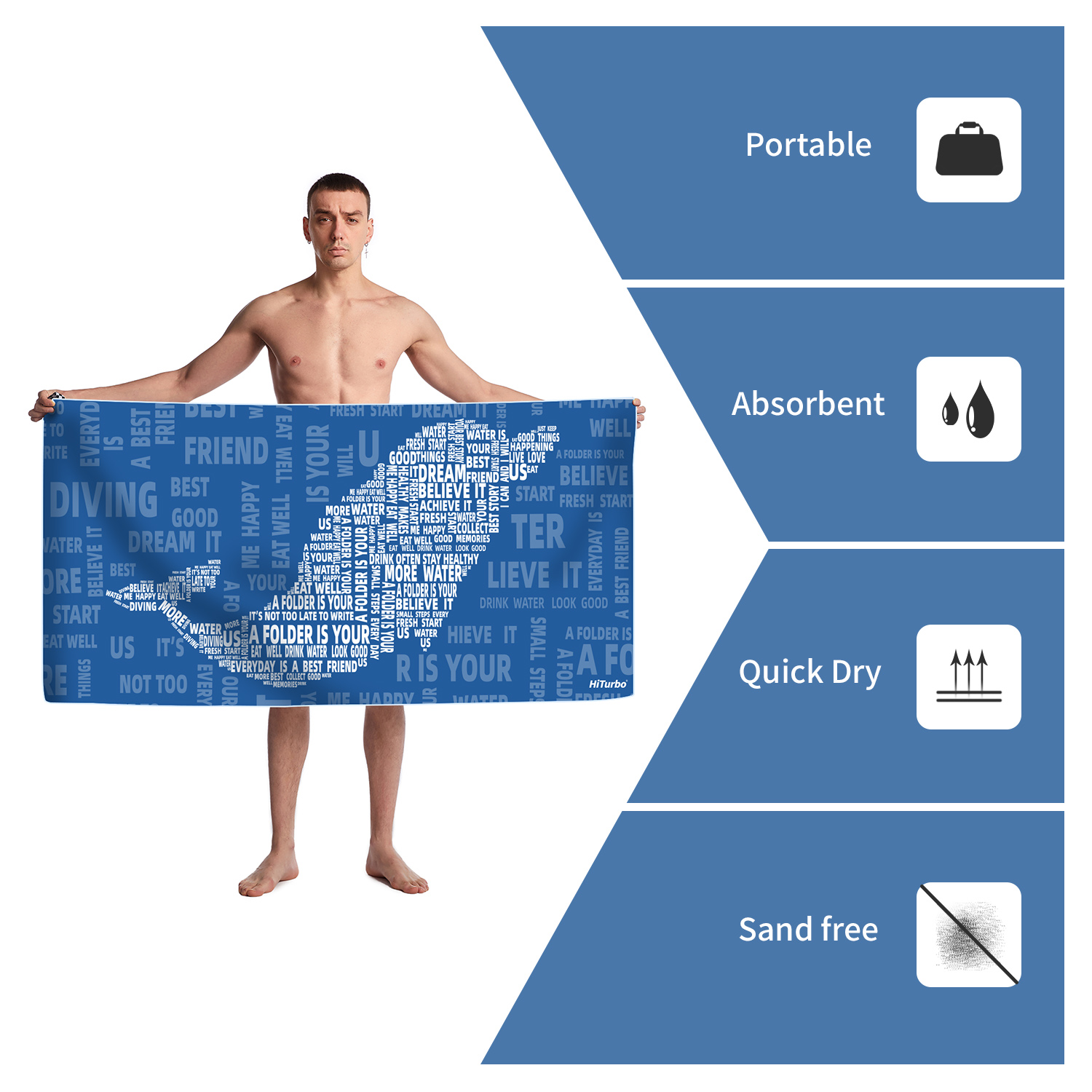 Hiturbo mikrofaser-strandtuch mit meeresmotiven, saugfähig, schnelltrocknend, weich, Ideal für Yoga, schwimmen, Erholungsorte und bergsteigen