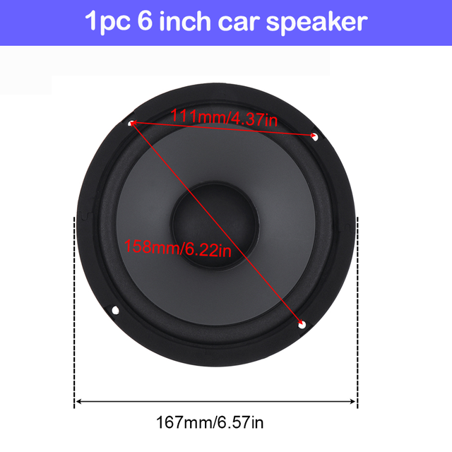 1pc/2 st 4/5/6 tum 400/500/600w 2 -vägs bil hifi koaxial högtalare fordonsdörr auto ljud musik stereo spelare högtalare för bil: 1pc 6 tum 600w