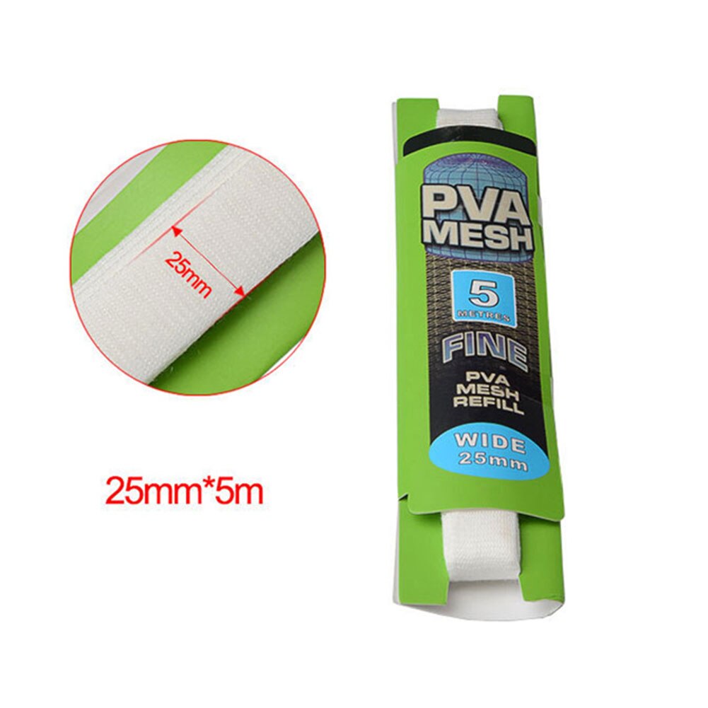 Bolsa de malla de pesca PVA de 5M, soporte para cebo Soluble en agua, accesorio de aparejos de pesca, malla PVA Soluble en agua: 25mmx5m