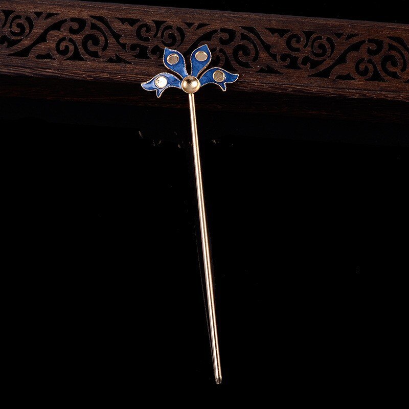 Antiikin orkidea kukka hiuspuikko cloisonne emali luksuskoru sininen hiusneula kiinalainen vintage käsintehdyt hiusneulat: 11
