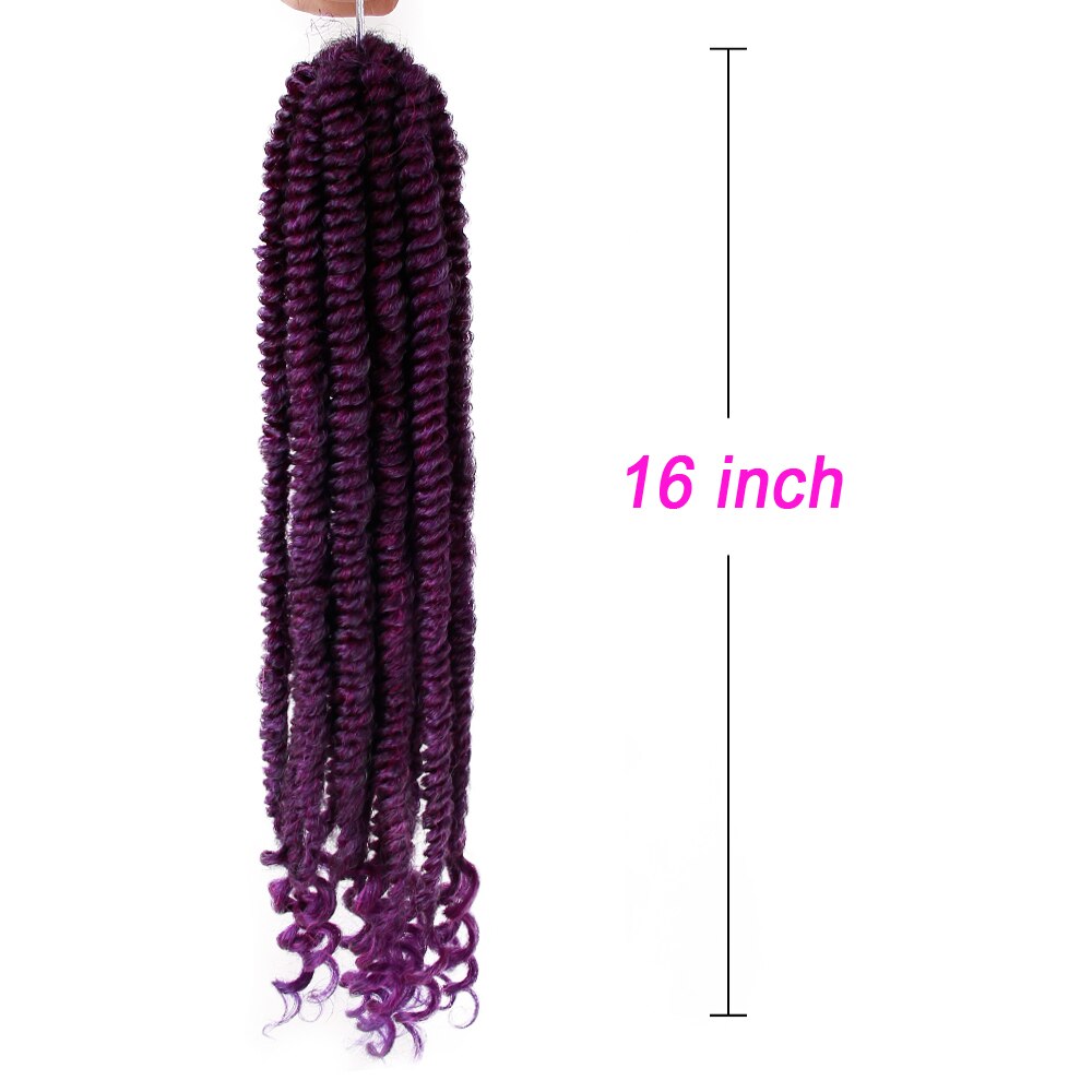 Pre Doorgelust Braid Gehaakte Vlechten Synthetische Haak Haarverlenging 16Inch Pre-Twisted Passie Twist Haar: T1B-Purple / 4 pcs