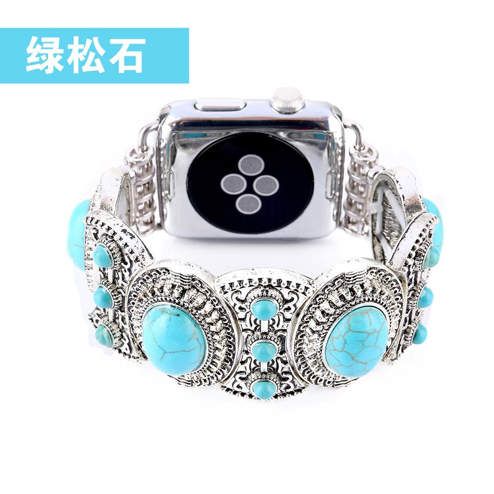 strap for Apple Watch Band 38mm 40mm 42mm 44mm Women, Bohemian Ethnic Antique Style Compatible Iwatch Series 5 4 3 2 1: sky blue / 38mm or 40mm
