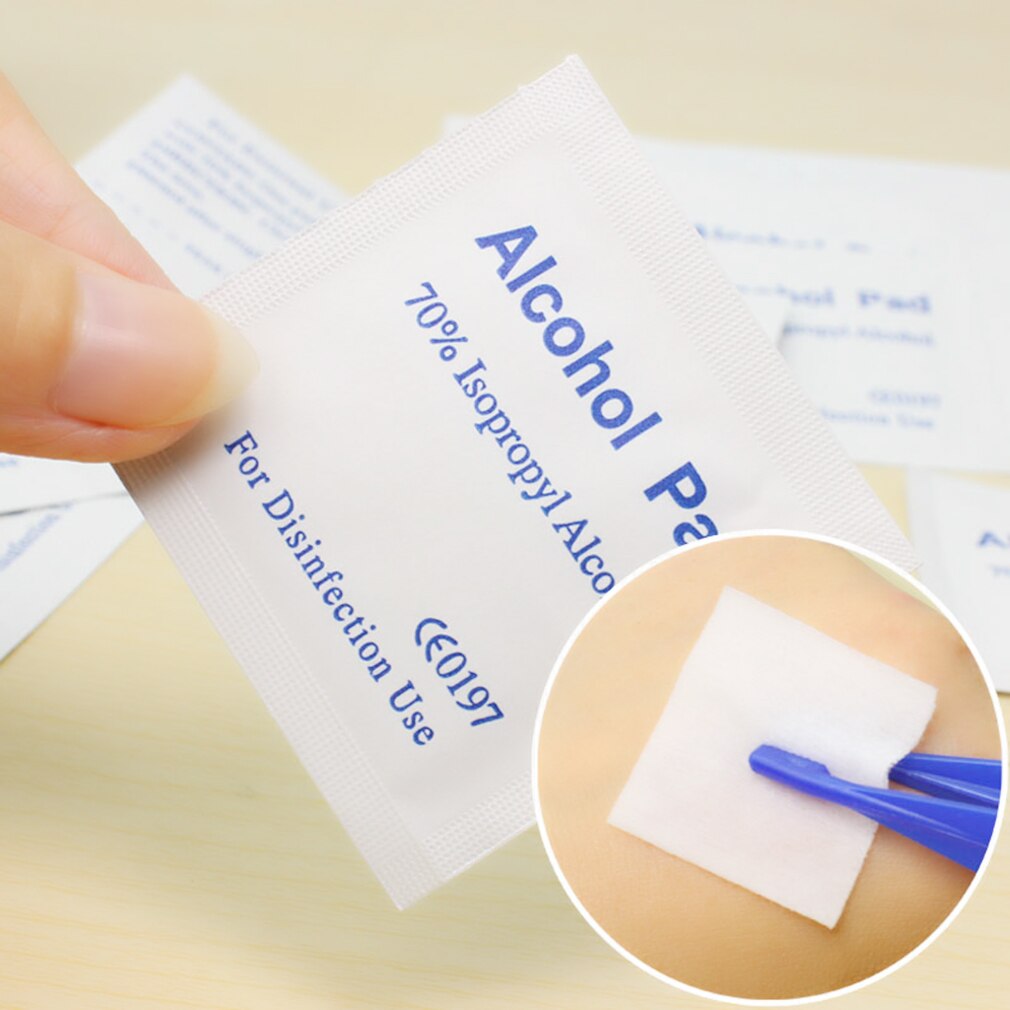 100Pcs/Box Alcohol Wipe Pad Swab Sachet Tool Cleaner Skin Cleanning Non-Woven Fabric Paper