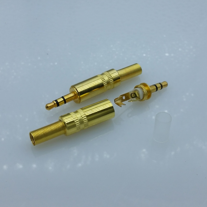 5pcs/lot 3 pins 3.5mm Audio Gold-Plated headphone plug 3.5 RCA Connectors jack Connector plug jack Stereo Headset Dual Track