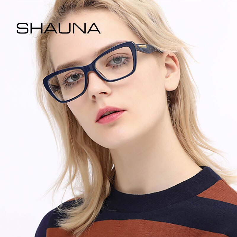 SHAUNA primavera bisagra Retro ojo de gato gafas marco mujeres resina lente gafas ópticas