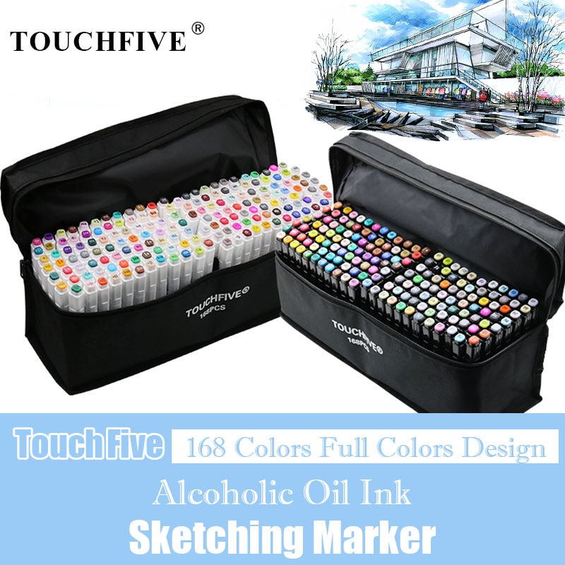 TouchFIVE 168 couleurs huileux à base d'alcool Art marqueurs ensemble double tête croquis marqueur artiste pinceau stylo pour Manga eau couleur stylos
