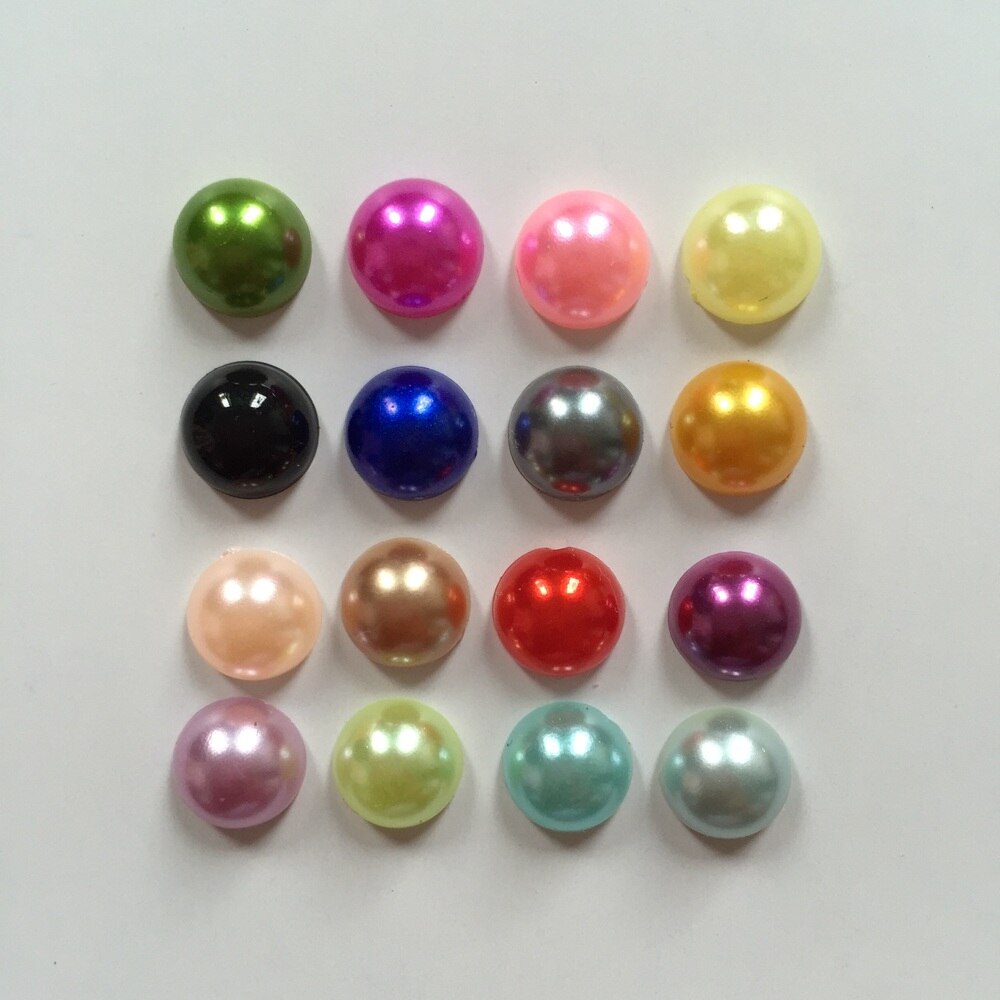 100pcs 8mm Half plastic Pearl Bead Flat Back Scrapbook Flatback Beads DIY wedding decoration B02