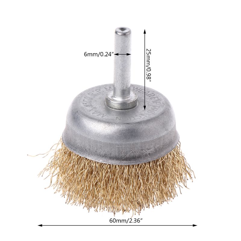 1 Pcs Bowl Wire Brush 6mm Shank Diameter Flat Steel Wire Wheel Electric Drill Grinding Mill Polish Wheel Derusting Tool Power To: 2