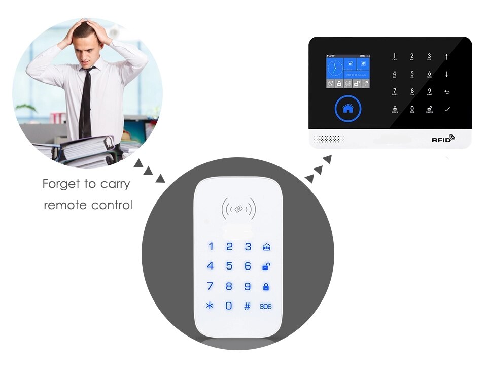 Wireless 433MHz Keypad for Smart Home Security Alarm System Extention Keypad Burglar Fire Alarm Host Control Panel Support RFID