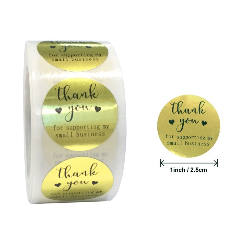 Golden Paper Label Stickers Gold Thank You Stickers Scrapbooking Handmade Business Packaging Seal Labels Stationery Sticker: F2.5CM