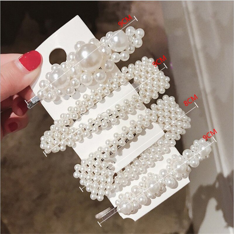 Women Full Pearl Hair Clips Snap Barrette Stick Hairpins Hair Styling Tools Hair Accessories Hairgrip