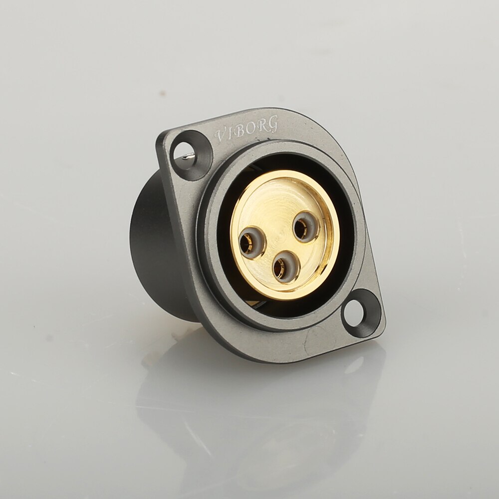1 Uds Viborg de cobre puro de 24K chapado en oro XLR 3 Pin hembra chasis toma montado en el Panel adaptador soldadura: one female