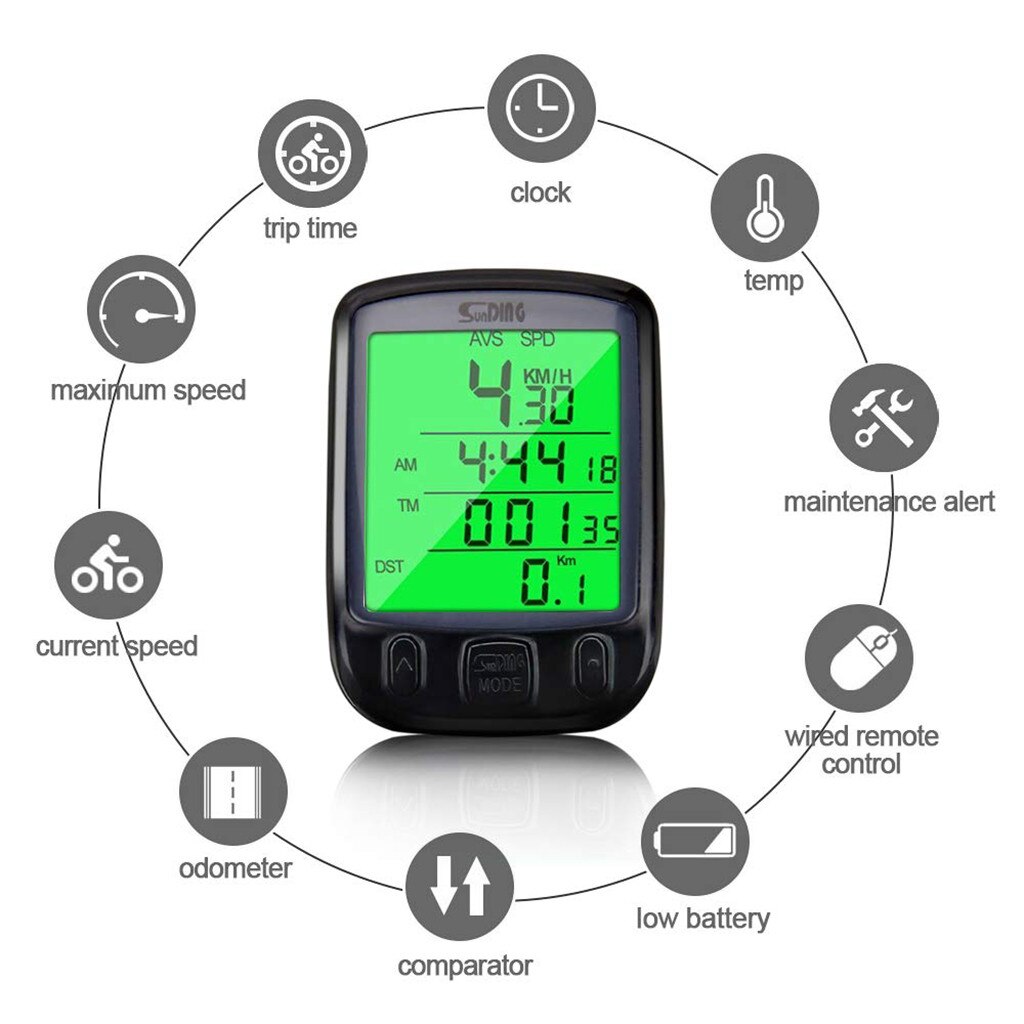 Waterproof Digital LCD Cycle Bicycle Computer Bike Odometer Speedometer Cycling