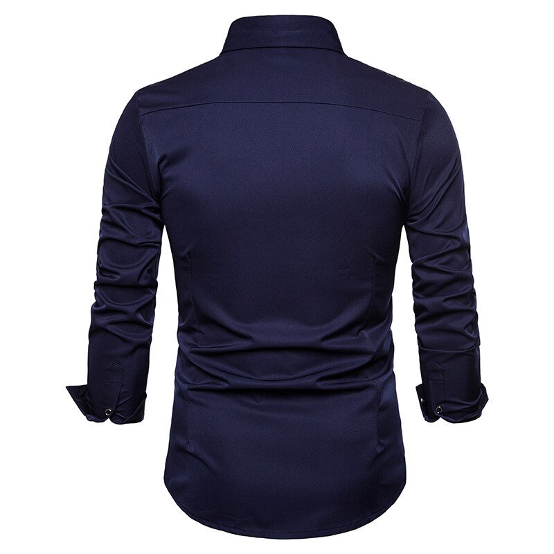 PYJTRL homme Rose broderie chemise à manches longues