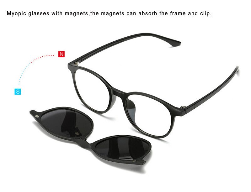 5 Set Clip Lens + 1 Frame Wandelen Brillen Spiegel Gepolariseerde Zonnebril Clip-On Magneten Kan Absorberen Bijziendheid Verziendheid bril
