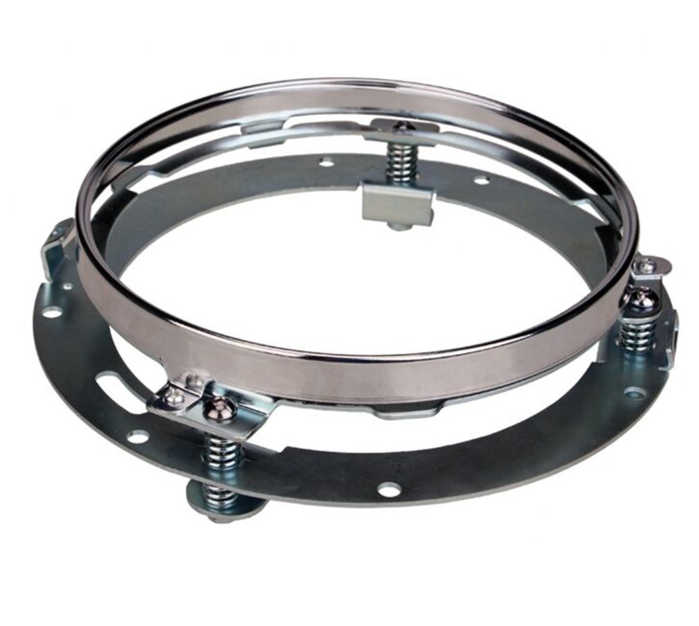 7 Inch Stainless Steel Round LED Headlight Mounting Bracket Ring for Built-in Strong Springs Chrome Plated