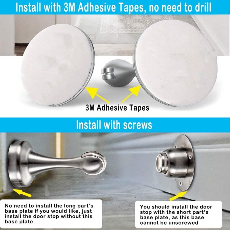 2Pcs Stainless Steel Magnetic Door Stop Stickers Door Stop Wall-Mounted Nail-Free Door Stop Door Hardware