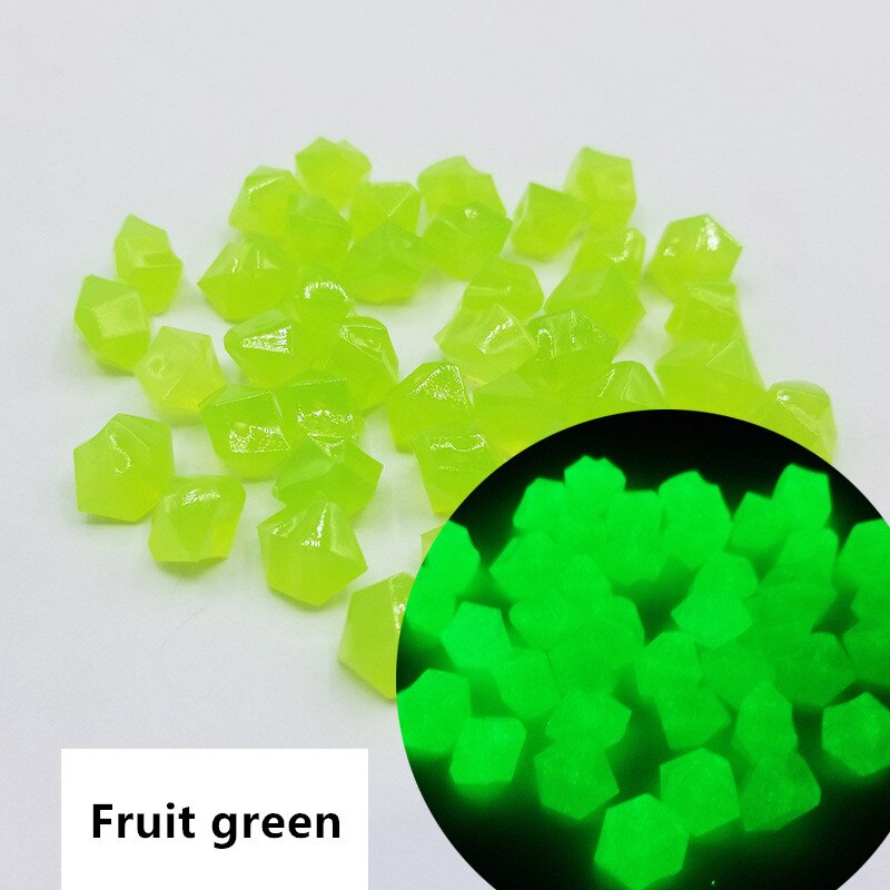 300 Stks/pak 14Mm Lichtgevende Grind Tuin Decoratie Lichtgevende Steen Pebble Medium Lichtgevende Outdoor Aquarium Decoratie: Fruit Green